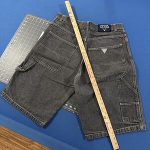 VTG Guess Jeans Denim Shorts Mens 38 Gray Carpenter Baggy Wide-Leg Y2K